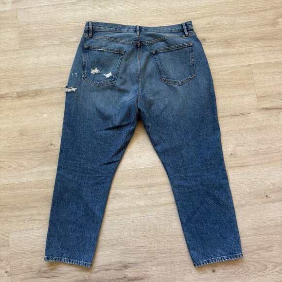 Frame Blue Denim Ankle Crop Distressed Button Fly 33 - Picture 3 of 10